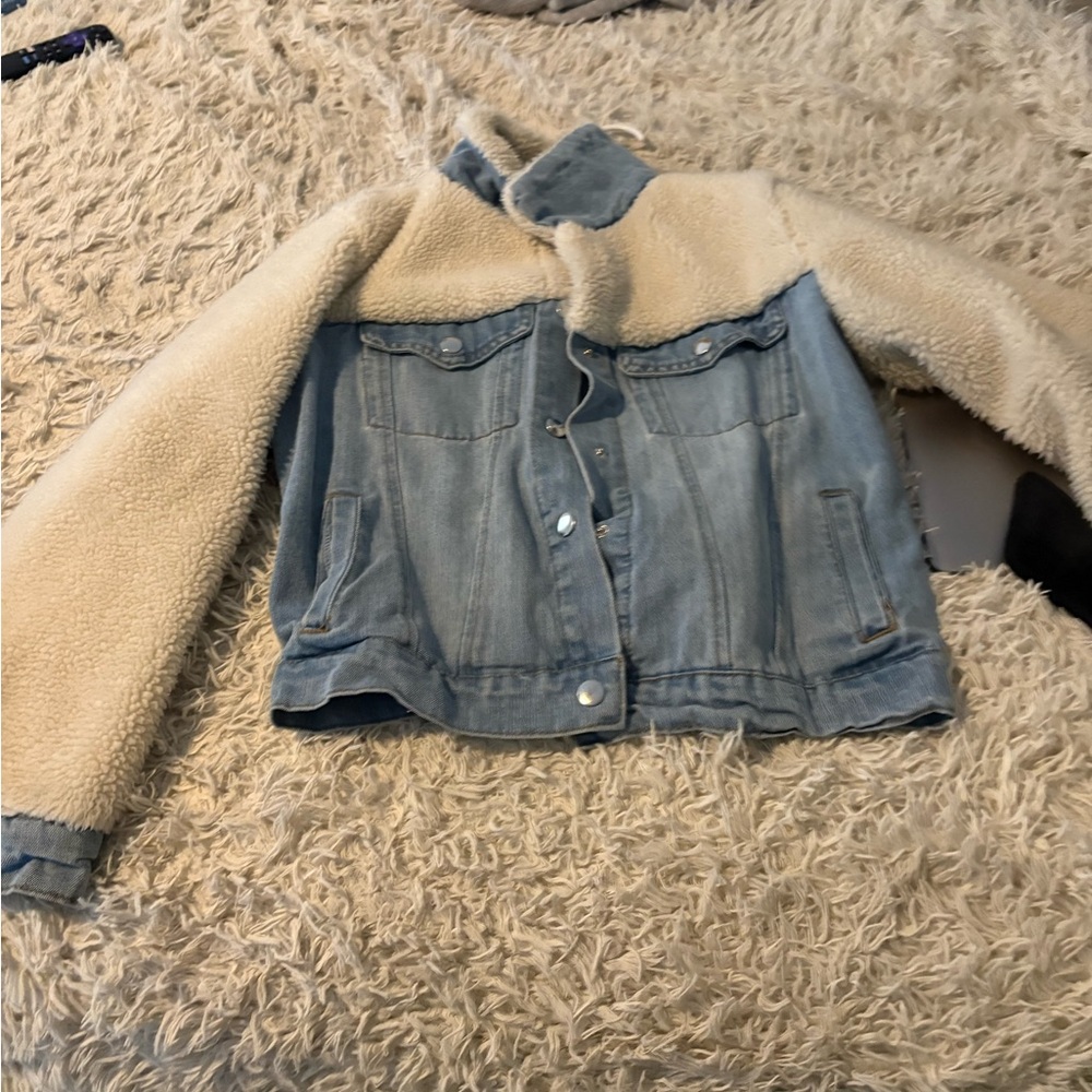 Denim and Cream Sherpa Jacket